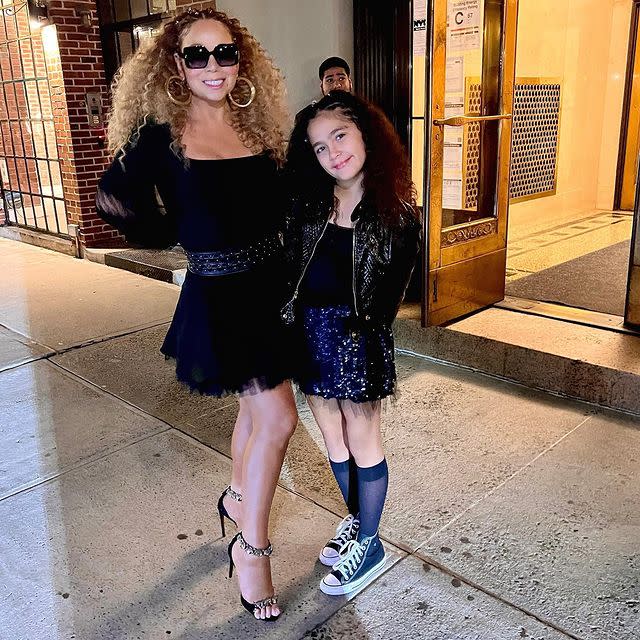 <p>In October, the singer shared photos of herself and her 11-year-old daughter, Monroe Cannon, enjoying a night out. In the photos, the pair wore similar hairstyles, which consisted of braids and curls. Carey later shared a snap of the pair on Twitter with the catpion: 'Mum/Daughter Duo Hair Extravaganzas!!! #Thehairtales [sic].'</p><p>The pair also wore similar black ensembles, with Carey donning a black top and skirt, teamed with heels, while her daughter wore a navy blue shimmery skirt, knee-high socks, trainers, a black top and a black jacket. </p><p><a href="https://www.instagram.com/p/CkCt8abgq5P/" rel="nofollow noopener" target="_blank" data-ylk="slk:See the original post on Instagram;elm:context_link;itc:0;sec:content-canvas" class="link ">See the original post on Instagram</a></p>