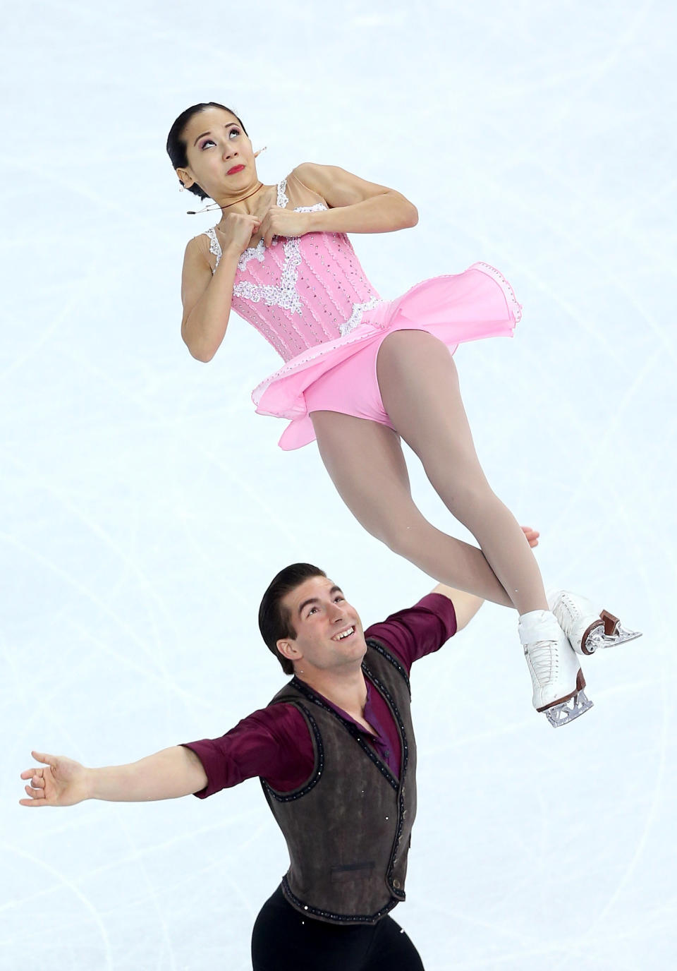 Felicia Zhang and Nathan Bartholomay of the United States compete during the Figure Skating Pairs Short Program during the Sochi 2014 Winter Olympics at Iceberg Skating Palace on February 11, 2014 in Sochi, Russia. 