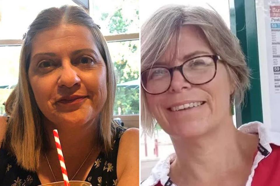 Fiona Elias, left, and Liz Hopkin were both stabbed during an incident at a school in Wales in April (Supplied)