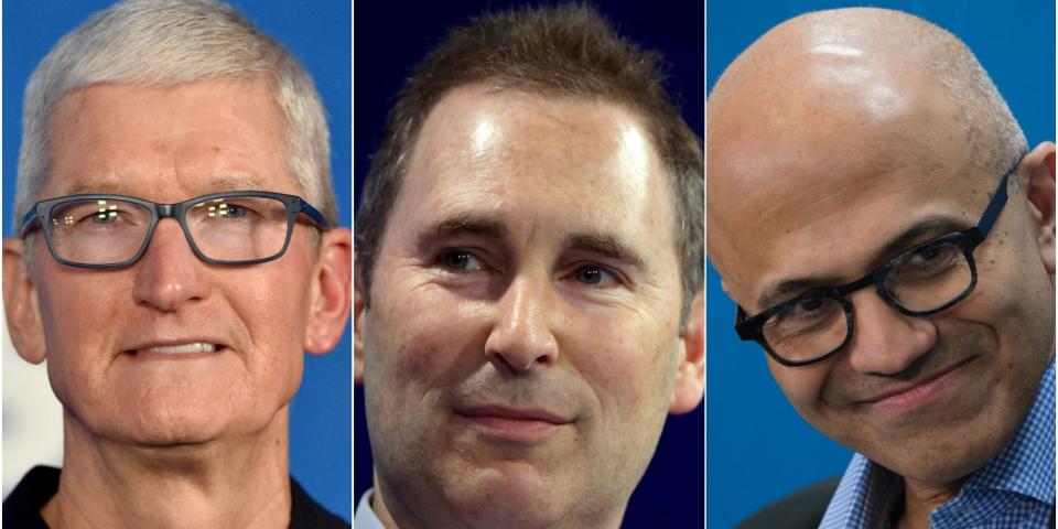 Apple’s Tim Cook, Microsoft’s Satya Nadella and Amazon’s Andy Jassy