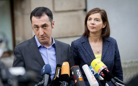 Katrin Goring-Eckardt, right, and the Greens' co-chairman, Cem Ozdemir - Credit:  Kay Nietfeld