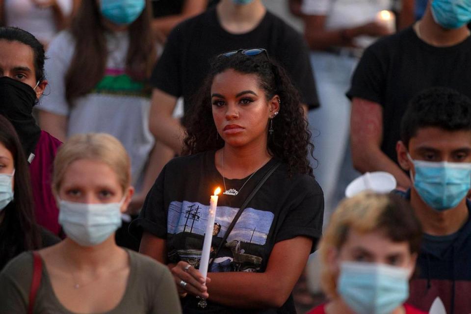 A group of activists and residents attended a vigil at the Friendship Torch in downtown Miami on Tuesday, June 16, 2020, for Black Lives Matter activist Oluwatoyin “Toyin” Salau, whose body was found in Tallahassee on Saturday, the Tallahassee Police Department confirmed.