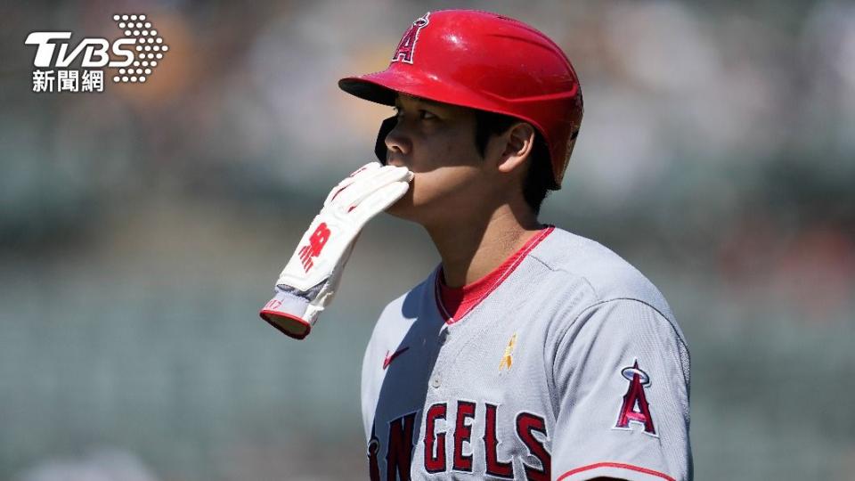 大谷翔平鬱悶寫紀錄。（圖／達志影像美聯社）