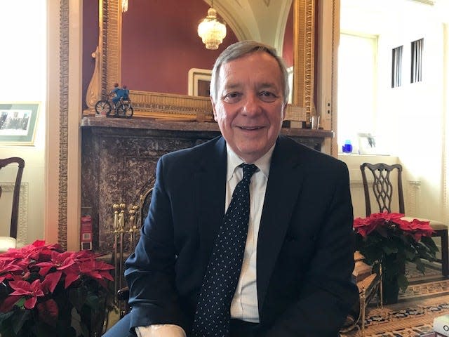 Sen. Dick Durbin, a Democrat from Illinois, talked Wednesday, Dec. 12, 2018, about his efforts to push for criminal justice reform.