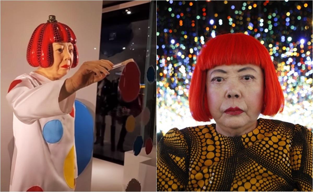 Un robot de Yayoi Kusama pinta la vidriera de Louis Vuitton en