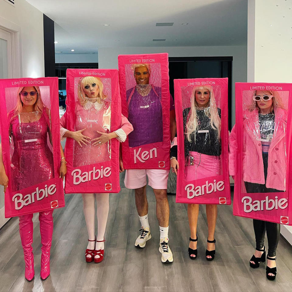 Rebel Wilson, Ramona Agruma and friends dressed as Barbie and Ken dolls