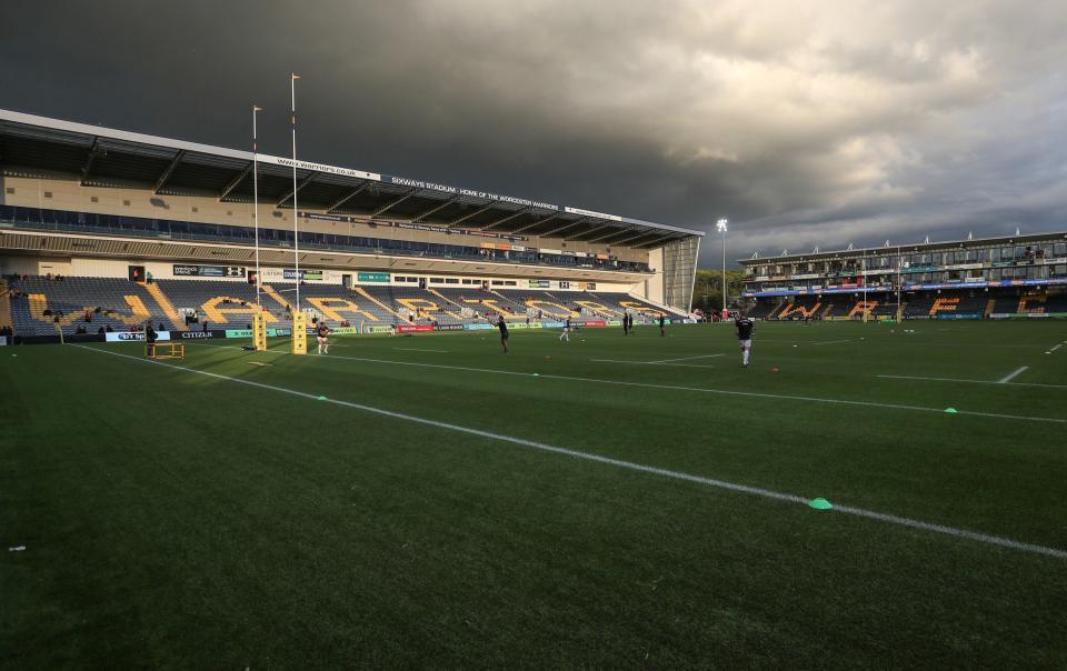 Sixways Stadium, Worcester, England; Aviva Premiership Rugby, Worcester Warriors versus Exeter; Dark clouds over the ground one hour before kick off - GETTY IMAGES