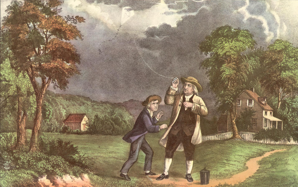 Benjamin Franklin and his son William used a key and a kite to prove that lightning was electricity