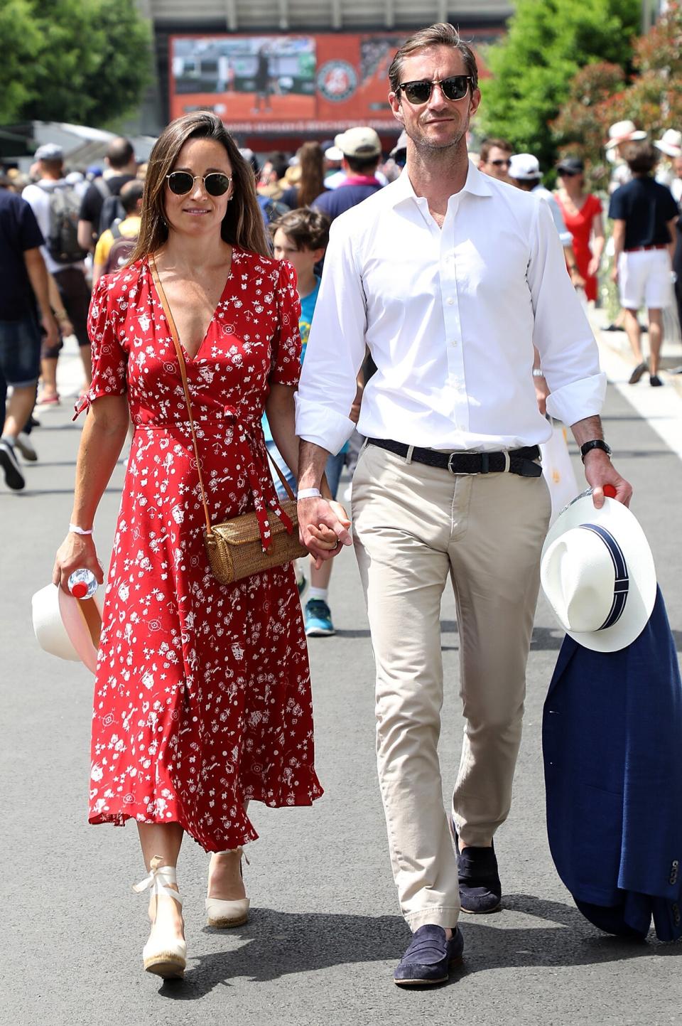 Pippa Middleton and her husband James Matthews are seen attending the french open at Roland Garros on May 27, 2018 in Paris, France