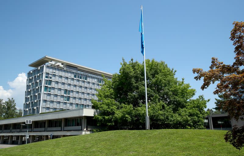 A general view shows the headquarters of the World Health Organization (WHO) in Geneva