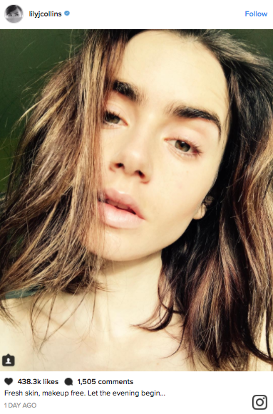 Lily Collins's Makeup-Free Selfie Is Seriously Stunning