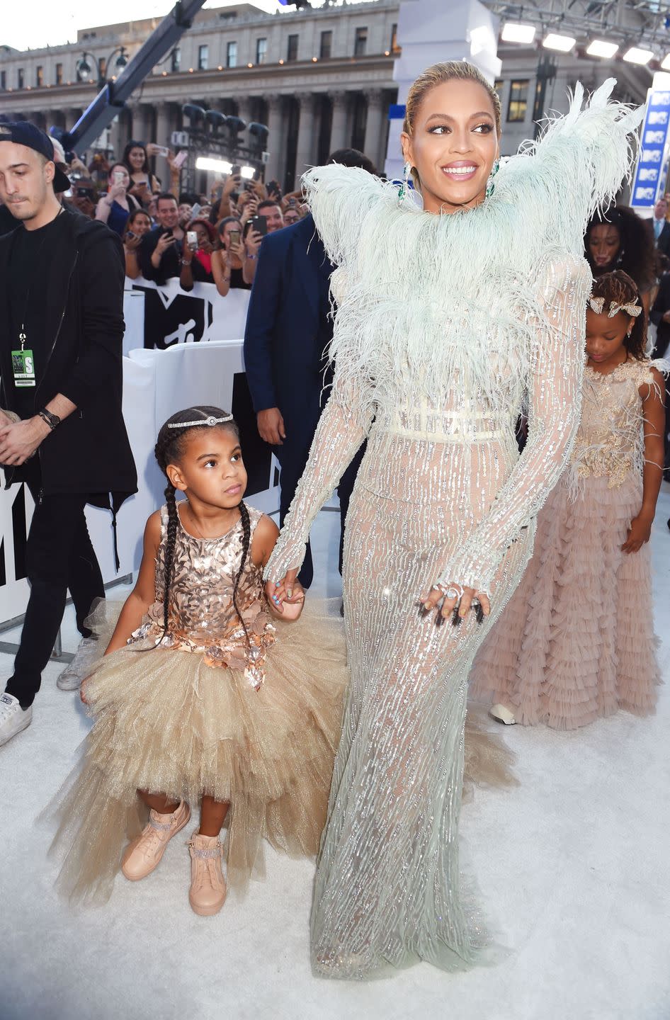 <p>Beyoncé had her daughter, Blue Ivy, escort her to the MTV Video Music Awards in 2016. Later that evening, the singer won a VMA for Video of the Year for her song "Formation," and passed Madonna for the <a href="https://www.billboard.com/articles/news/vmas/7487949/beyonce-most-vmas-madonna" rel="nofollow noopener" target="_blank" data-ylk="slk:most VMAs ever won;elm:context_link;itc:0;sec:content-canvas" class="link ">most VMAs ever won</a> by one artist. </p>