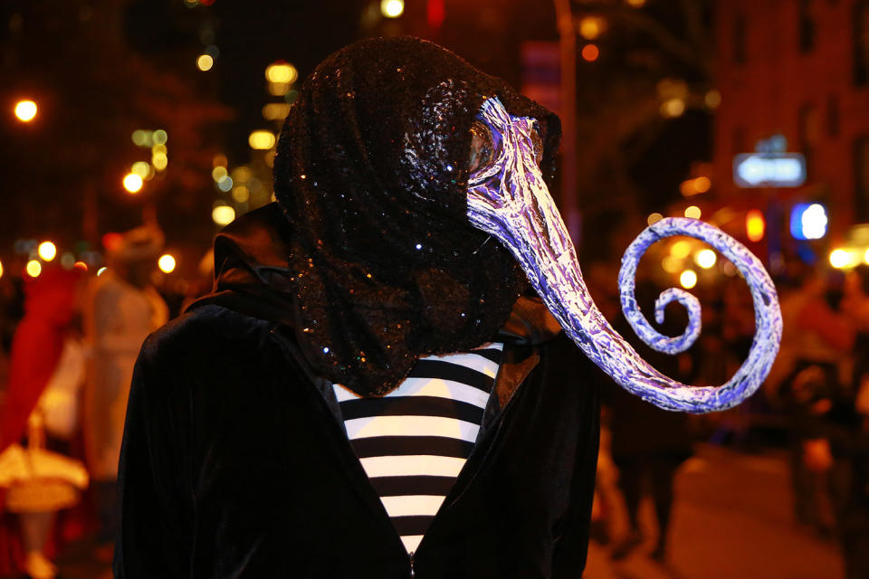 <p>A participant wears a costume from the “Nightmare Before Christmas” in the 44th annual Village Halloween Parade in New York City on Oct. 31, 2017. (Photo: Gordon Donovan/Yahoo News) </p>