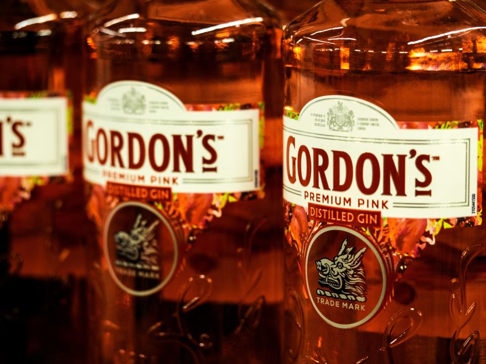 <h1 class="title">Gordons Premium Pink distilled gin seen in the store</h1><cite class="credit">SOPA Images</cite>