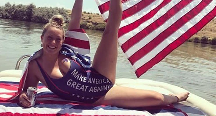 MAGA swimsuits are being spotted on social media. (Photo: babefortrump/Instagram)