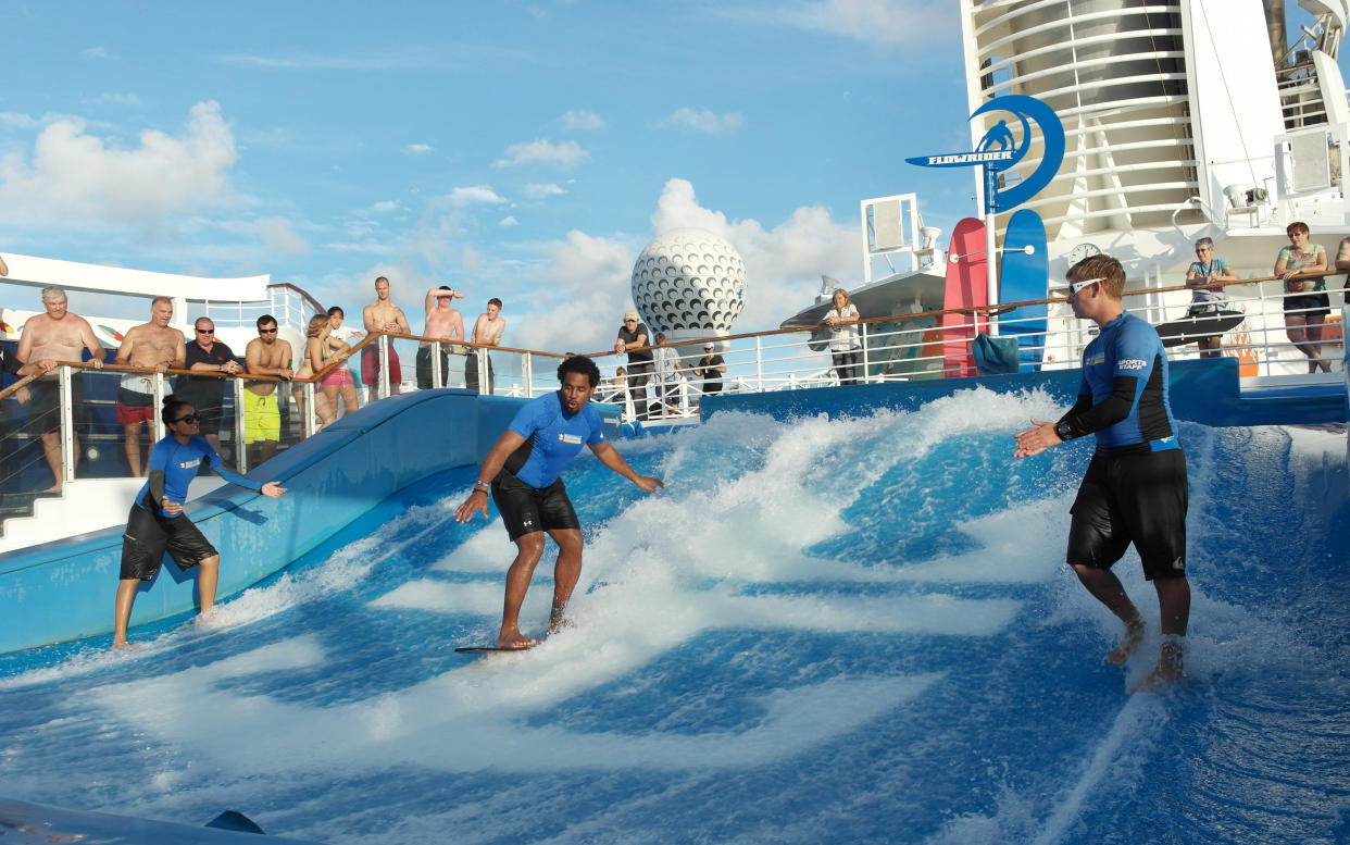 The FlowRider surf simulator is suitable for novices to pros - Royal Caribbean International