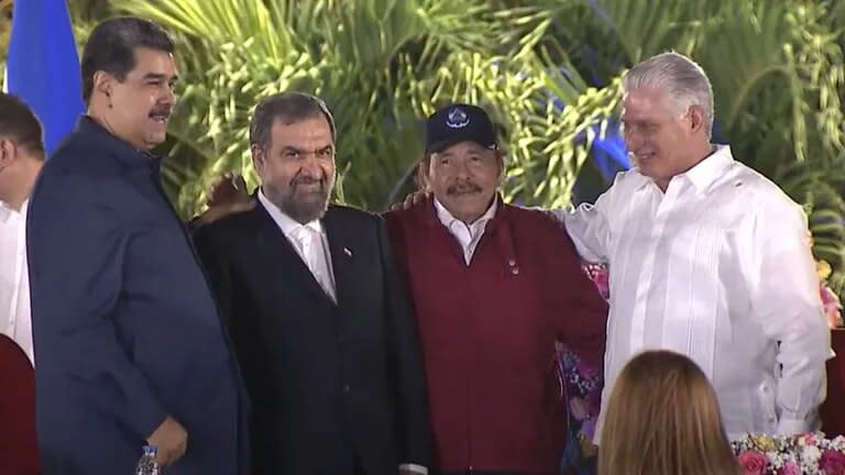 Nicolás Maduro, el iraní, Mohsen Rezai, Daniel Ortega y el cubano Miguel Díaz-Canel