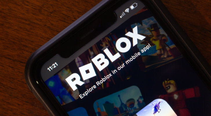 A smartphone displaying a web page for Roblox Corp (RBLX).