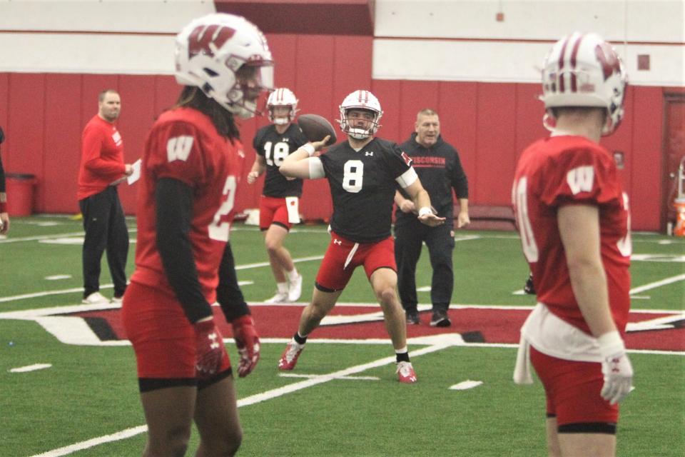 Tanner Mordecai, a transfer from SMU, is by far the most experienced quarterback on the Wisconsin roster.