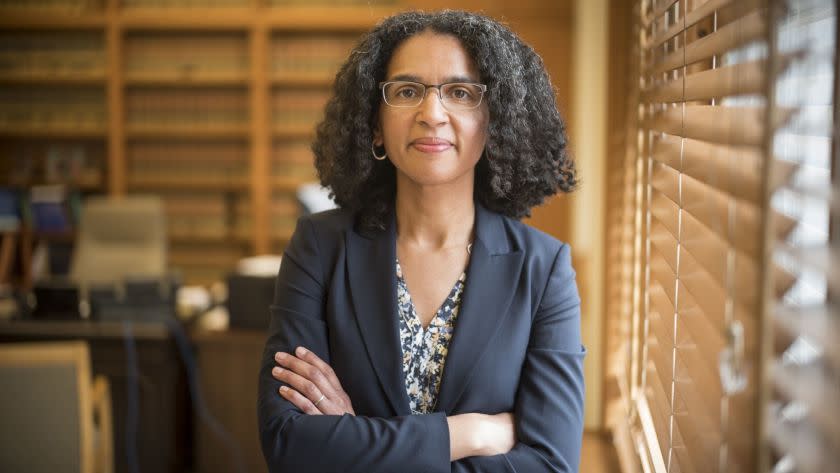 MAY 18, 2018 SAN FRANCISCO, CA. Justice Leondra Kruger working and poses for a portrait in her downt