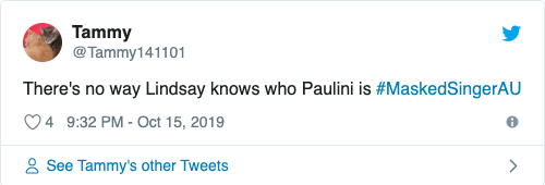 One fan had some serious suspicions when Lindsay got Paulini. Photo: Twitter