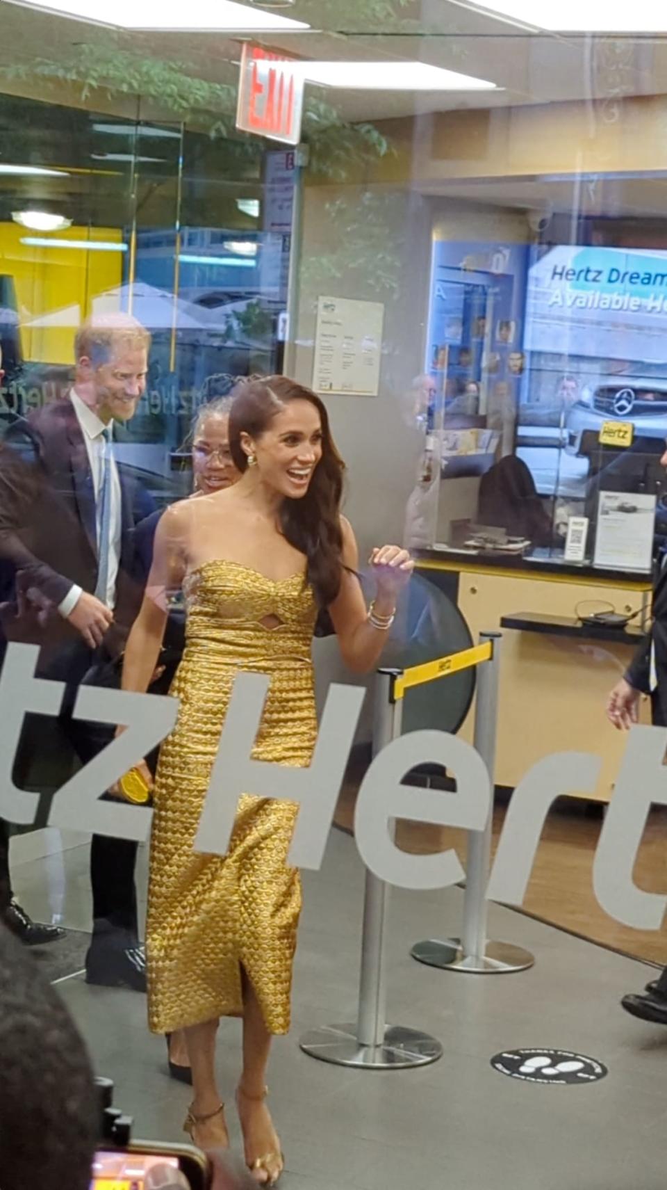 <div class="inline-image__caption"><p>Britain's Prince Harry and Meghan, Duchess of Sussex, arrive at an awards ceremony in New York, U.S. May 16, 2023 in this screengrab obtained from a social media video.</p></div> <div class="inline-image__credit">Twitter/anDrew/via REUTERS</div>