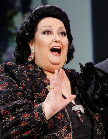 FILE PHOTO: Spanish opera singer Montserrat Caballe gestures during the Spanish Film Academy 'Goya' awards ceremony in Madrid, Spain January 30, 2005. REUTERS/Stringer/File Photo