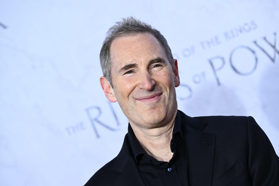 Amazon CEO Andy Jassy arrives at the Los Angeles premiere of the Prime Video series "Lord of the Rings: The Rings of Power" held at The Culver Studios on August 15, 2022 in Los Angeles, California.