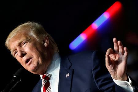 Republican presidential nominee Donald Trump holds a rally with supporters in Roanoke, Virginia, U.S. September 24, 2016. REUTERS/Jonathan Ernst