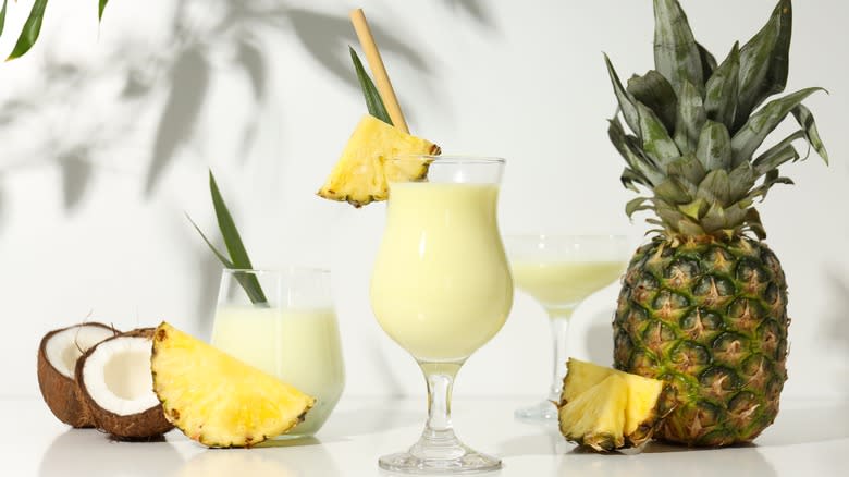 Pina colada with pineapple