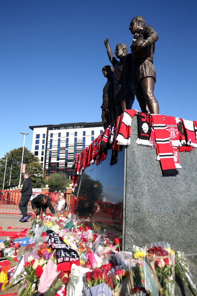 Tributes for Sir Bobby Charlton at Old Trafford