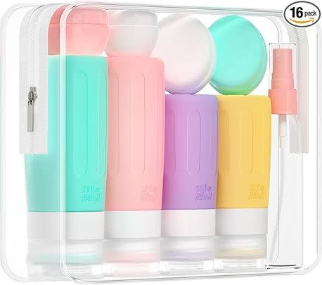 A set of travel containers for your favorite skin, hair and body care products
