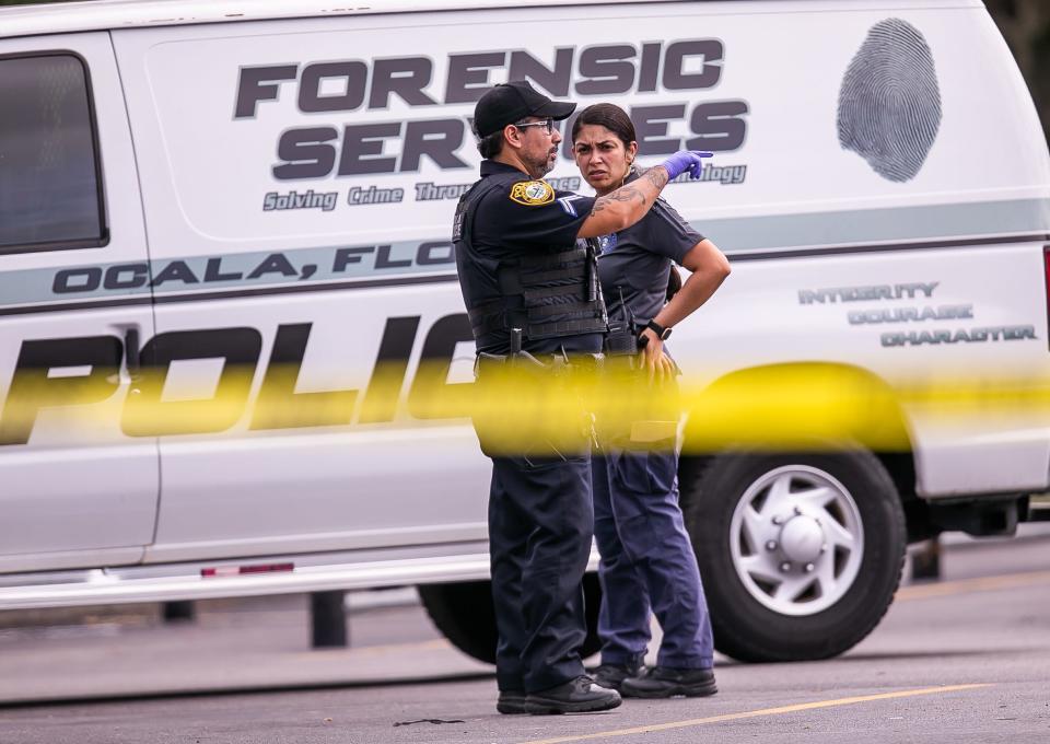 File photos of Ocala police officers at the scene of the Home Depot shooting in June 2023