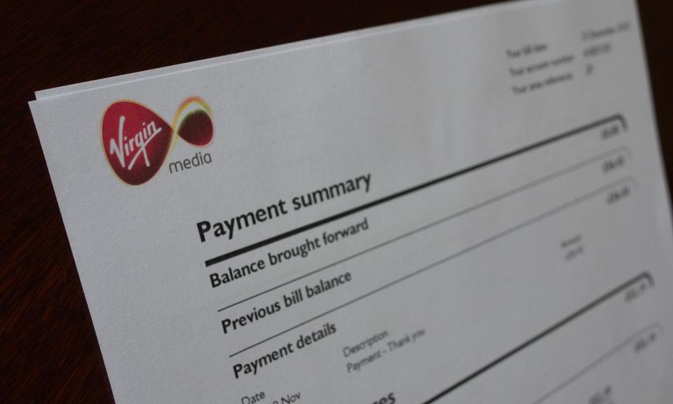 <span>Each month an extra charge was added to Virgin Media bill.</span><span>Photograph: Jozef Mikietyn/Alamy</span>