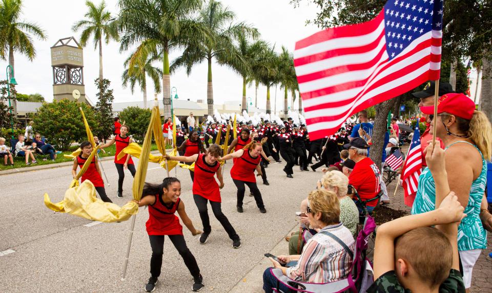 The North Fort Myers High School band   performs during the Cape Coral Veterans Day Parade on Thursday, Nov 11, 2021. 