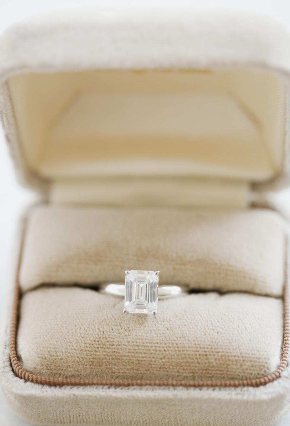 Solitaire Emerald Cut Diamond Engagement Ring