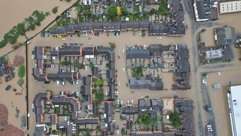 Destructive flooding in the Derbyshire area (SWNS)