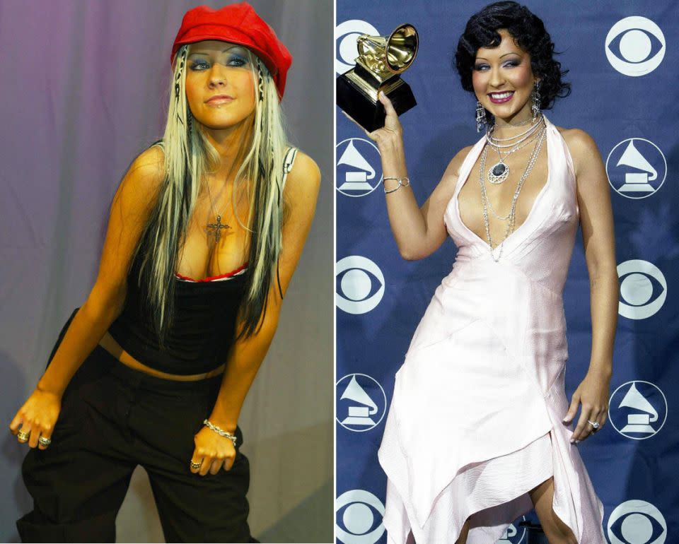 Christina is a master when it comes to changing up her look. She's pictured left in 2002 and right in 2004. Photo: Getty