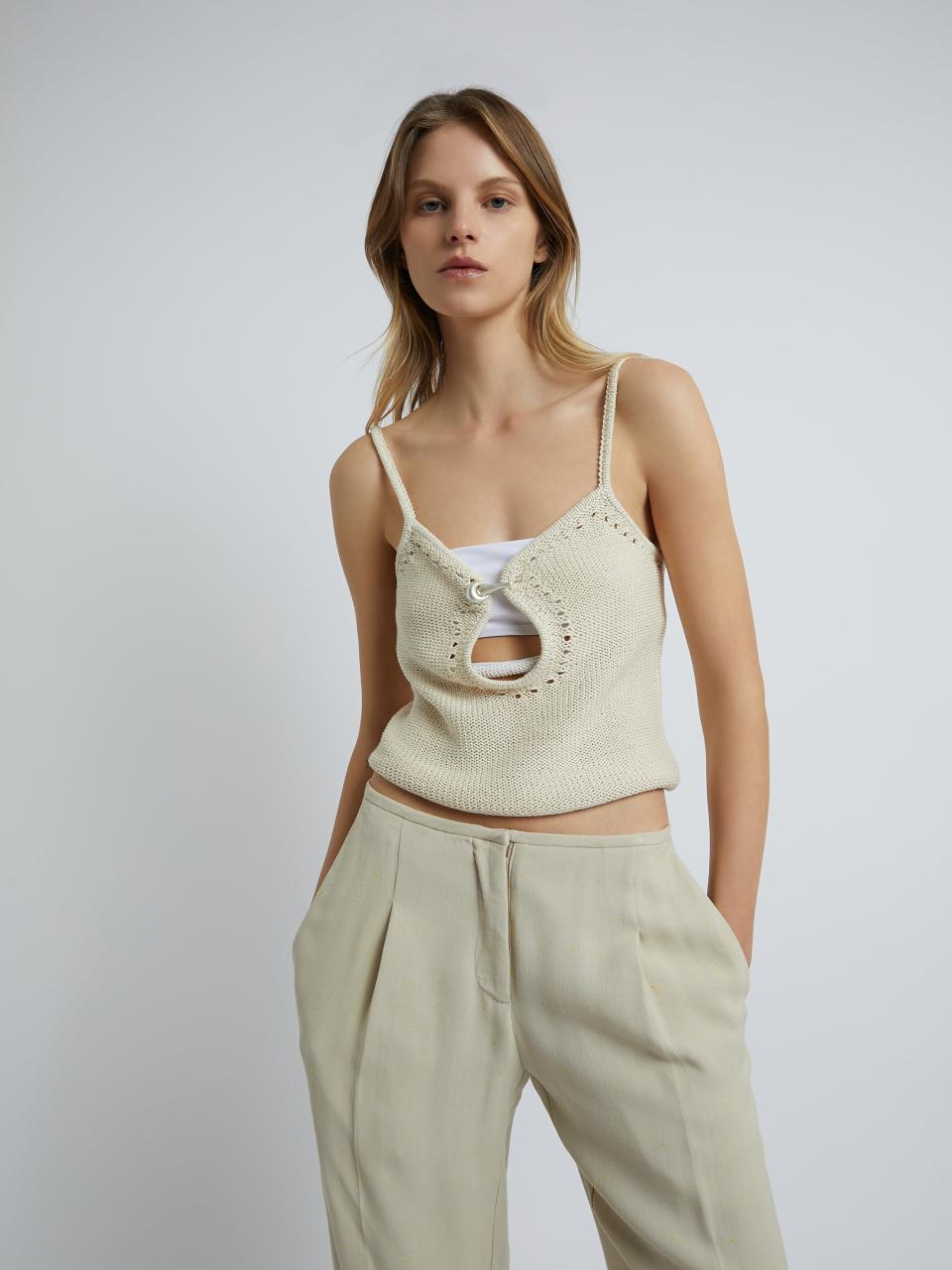 <p><a href="https://christopheresber.com.au/collections/knitwear/products/pointelle-clasp-cami-natural" rel="nofollow noopener" target="_blank" data-ylk="slk:Shop Now;elm:context_link;itc:0;sec:content-canvas" class="link ">Shop Now</a></p><p>Pointelle Clasp Cami</p><p>$364.00</p><p>christopheresber.com.au</p>