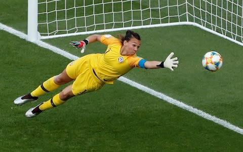 Chile's Claudia Endler makes a save - Credit: REUTERS