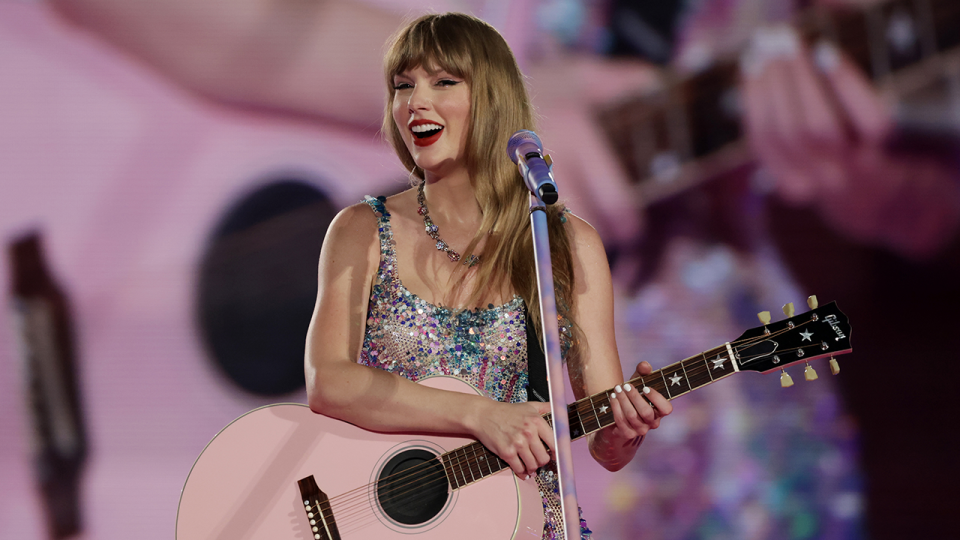 Taylor Swift performs during "Taylor Swift | The Eras Tour" at the National Stadium on March 02, 2024 in Singapore.