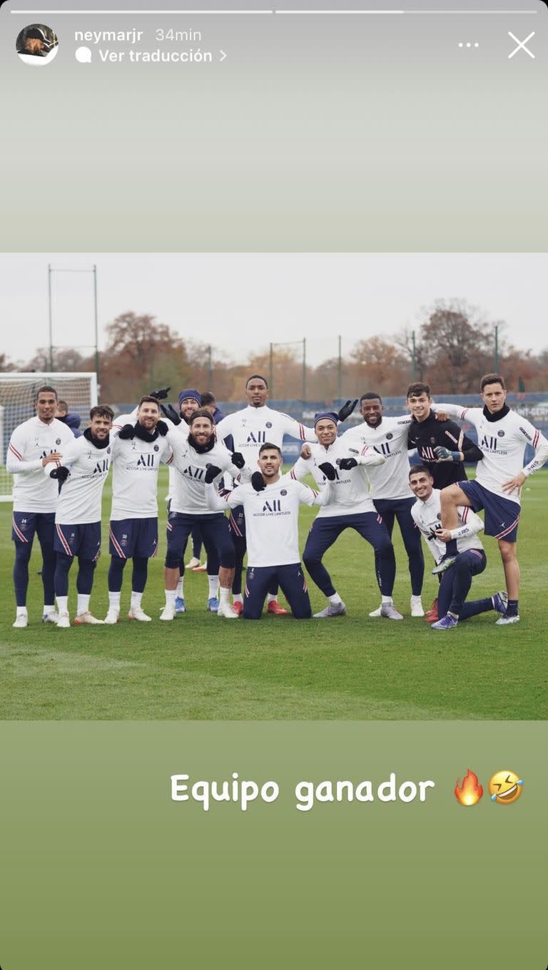 El "equipo ganador" en el entrenamiento del viernes del PSG