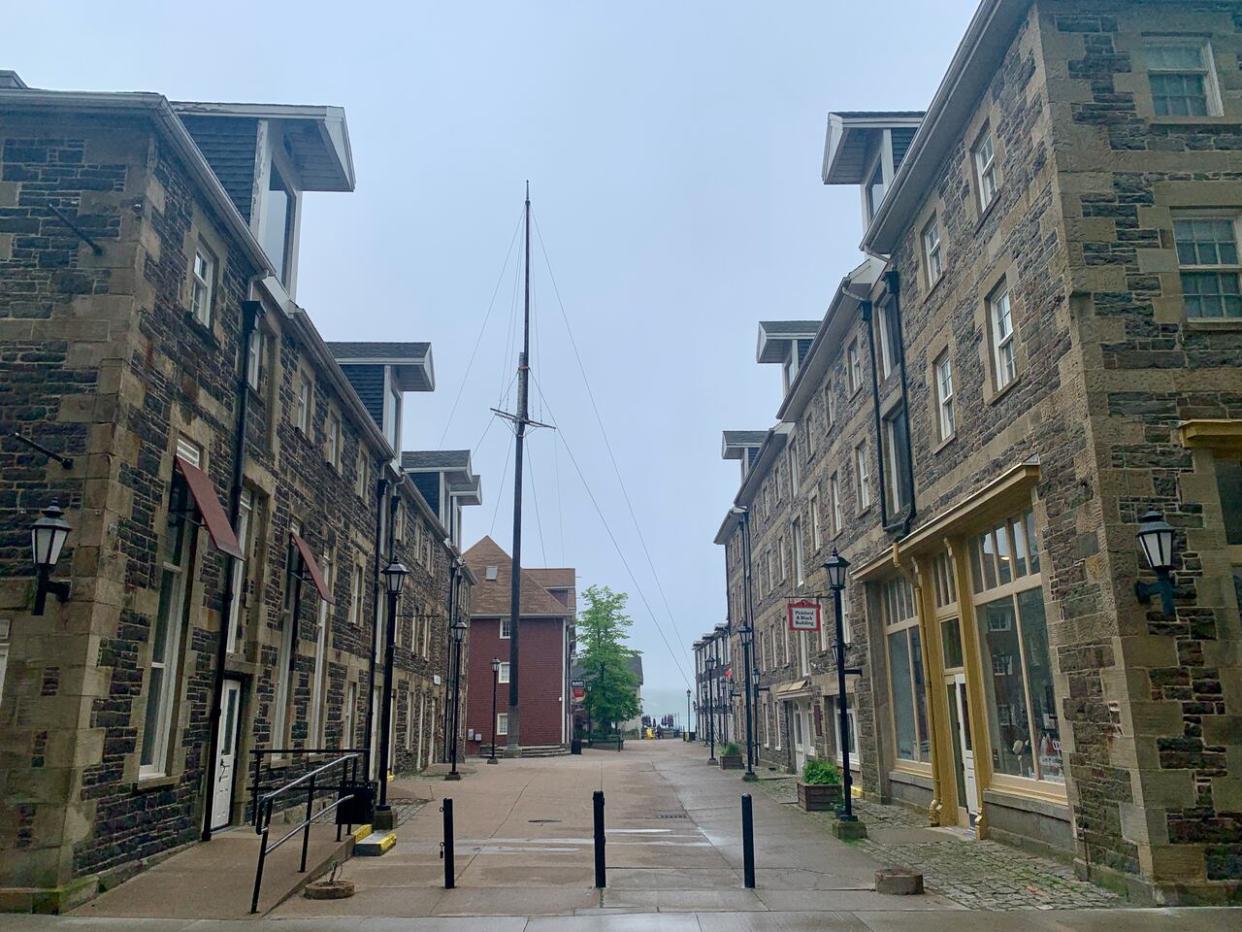 Historic Properties in Halifax is seen through the fog on Saturday. (Taryn Grant/CBC - image credit)