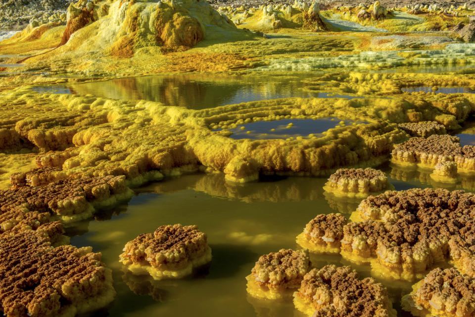 Acid pools in Africa that look like a Martian landscape