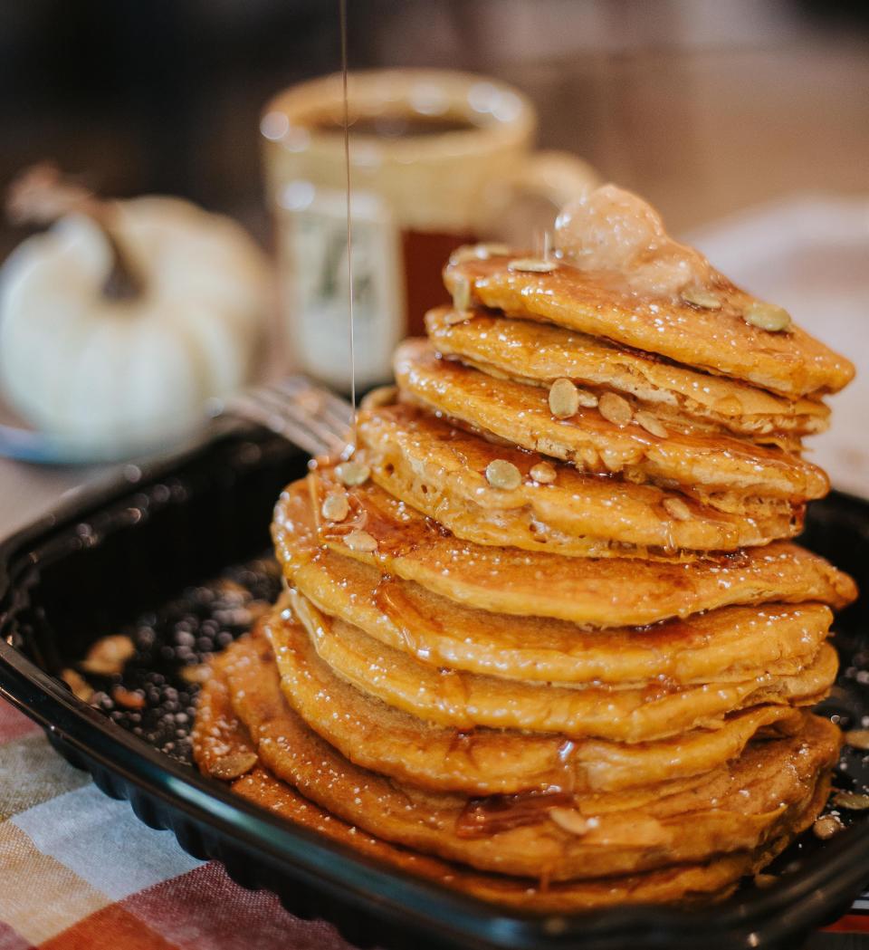 Pumpkin pancakes are one of the seasonal dishes at T's restaurant.