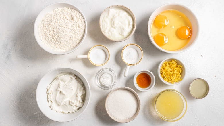 Ingredients for lemon ricotta pancakes