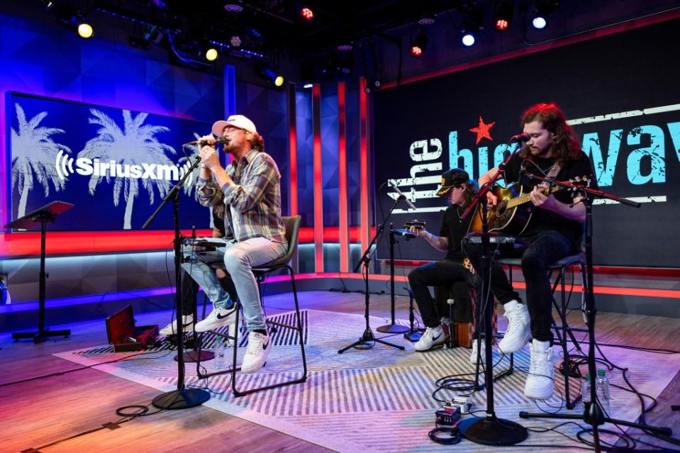 MIAMI BEACH, FLORIDA - MAY 03: Bailey Zimmerman (L) performs on SiriusXM's The Highway at the SiriusXM Miami Studio on May 03, 2023 in Miami Beach, Florida. (Photo by Emma McIntyre/Getty Images for SiriusXM)