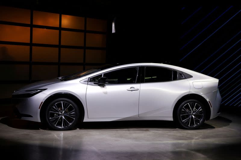 FILE PHOTO: Japanese automaker Toyota unveils the newly redesigned 2023 Prius prior to the start of the Los Angeles Auto Show