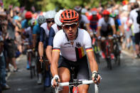 LONDON, ENGLAND - JULY 28: Tony Martin of Germany leads the peloton up the climb of Box Hill of the Men's Road Race Road Cycling on day 1 of the London 2012 Olympic Games on July 28, 2012 in London, England. (Photo by Bryn Lennon/Getty Images)