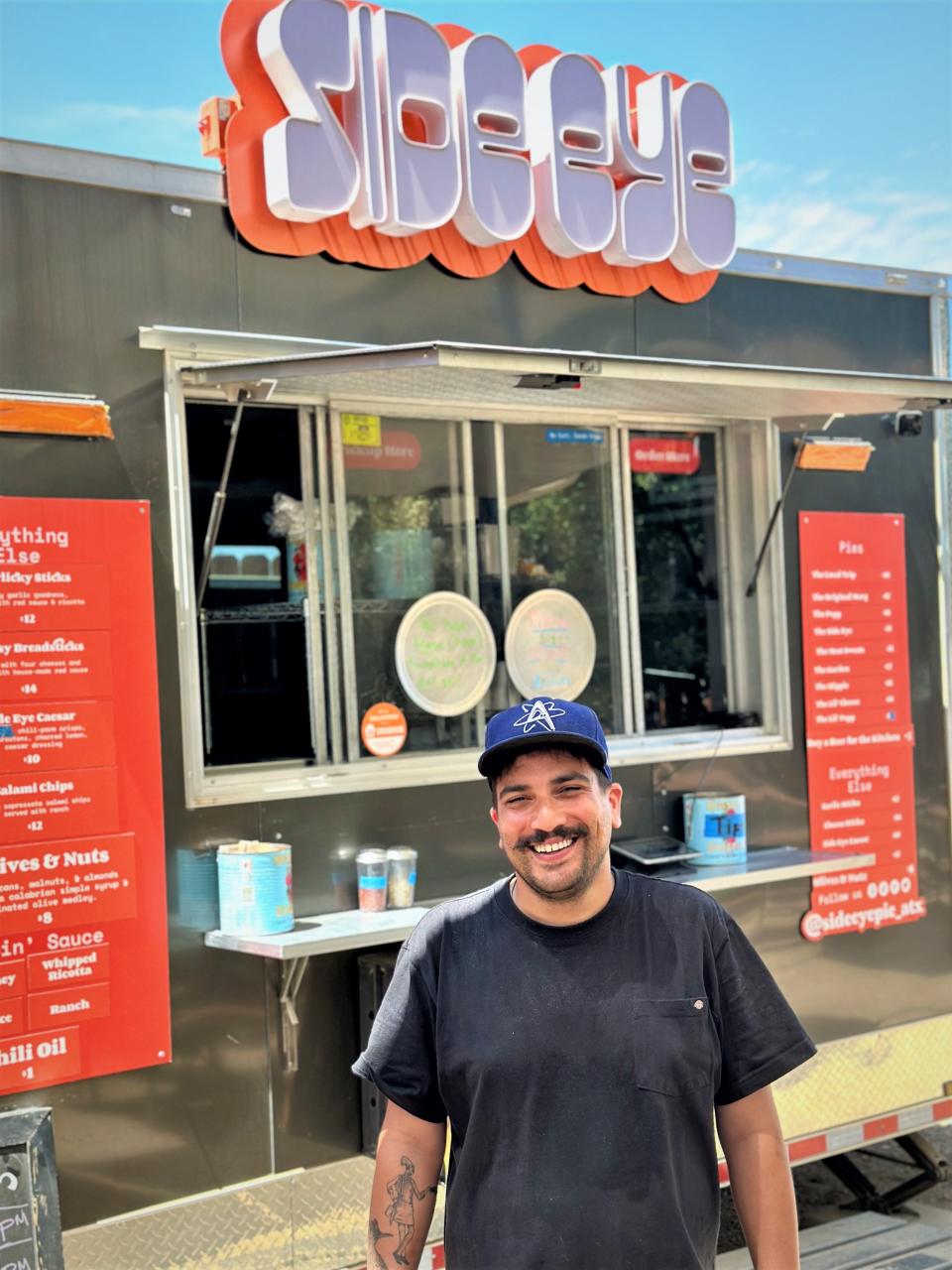 Side Eye Pie owner Tony Curet says sales at his pizza trailer are down more than 50% since last July. Curet has been buying Gatorade, liquid IV treatments and canned water for his dozen employees.